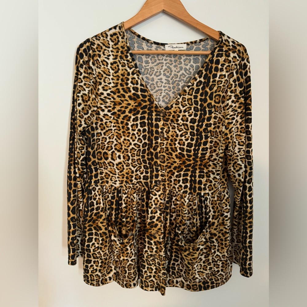 Cheetah Print Long Sleeve with Pockets